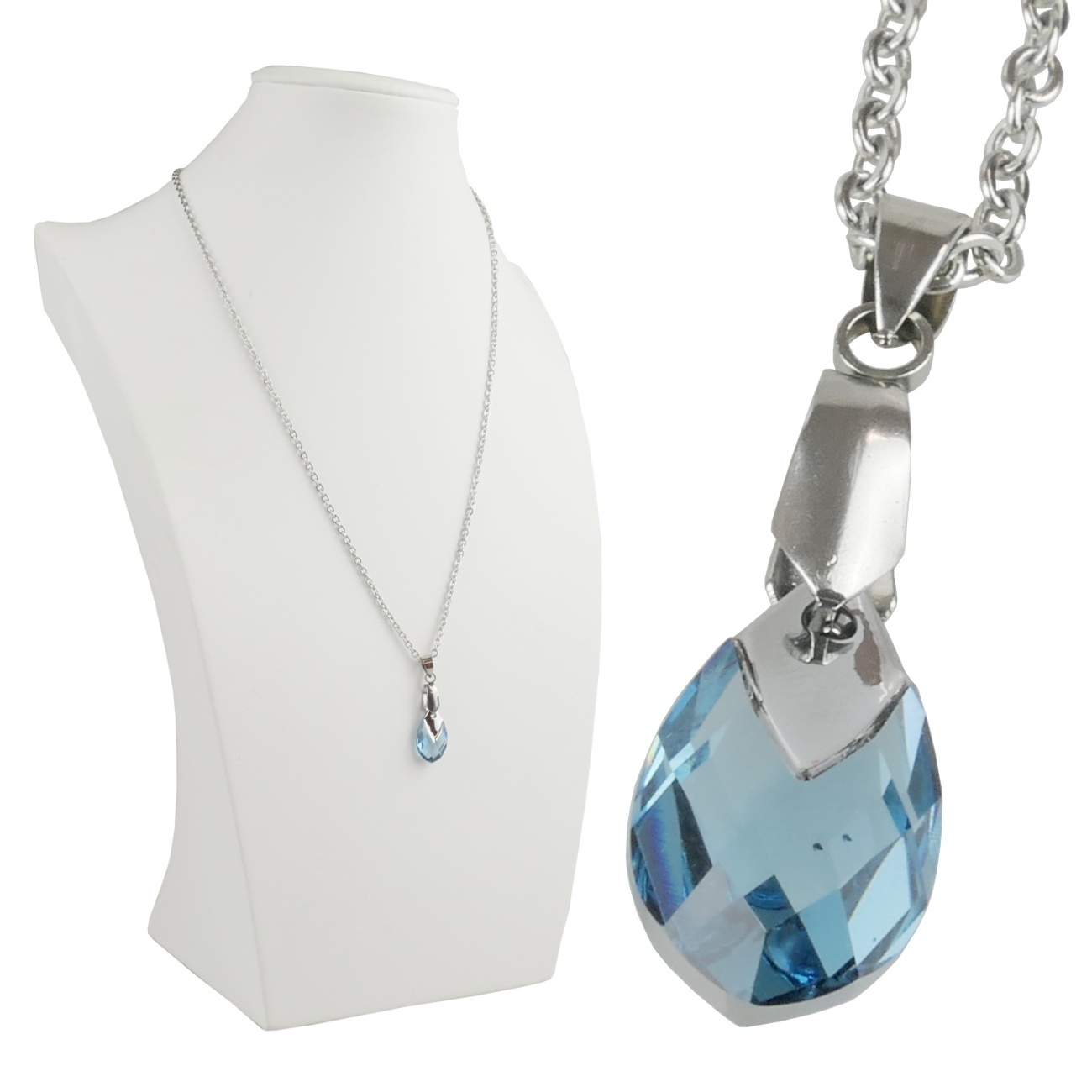 Retiazka s príveskom Swarovski elements  Met Cap Pear vo farbe  Aquamarine  + darčeková krabička zadarmo