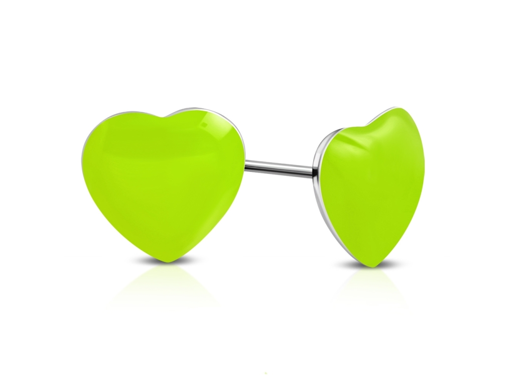 Náušnice srdiečka z chirurgickej ocele Summer Love - zelené