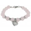 Náramok z polodrahokamu  Ruženín so srdiečkom