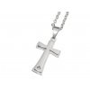 Retiazka s príveskom z krížik z chirurgickej ocele - strieborná