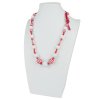 Dámsky náhrdelník s korálkami červeno biely