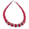 Dámsky náhrdeľníkz voskových peral červený zdobený