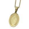 Oceľová  zlatá retiazka s oválnym príveskom Panna Mária