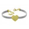 Dámsky strieborný oceľový náramok so zlatým srdiečkom