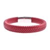 Náramok červený z eko kože v kombinácií s chirurgickou oceľou - Nico
