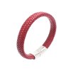 Náramok červený z eko kože v kombinácií s chirurgickou oceľou - Nico