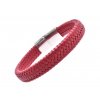 Náramok červený z eko kože v kombinácií s chirurgickou oceľou - Nico