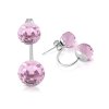 Dvojité náušnice s fazetovým výbrusom - ružové
