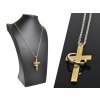 Oceľová retiazka s príveskom kríž s obručou v strieborno-zlatej farbe