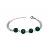 Dámsky oceľový náramok Shamballa smaragdovo-zelený