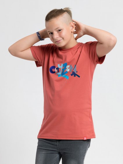 Detské bavlnené tričko CityZen tehlové s potlačou