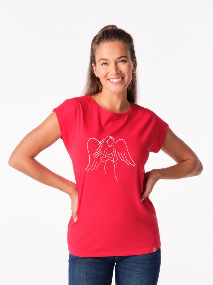 Dámske tričko ALTA červené, potlač Anjel (Veľkosť3 XXL/46)