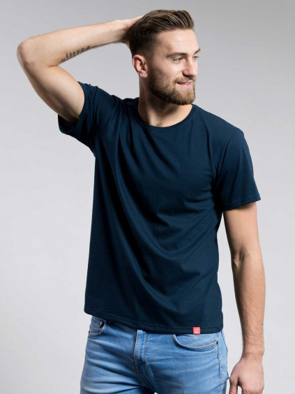 Pánské tričko CityZen MERINO navy s elastanem, kulatý výstřih