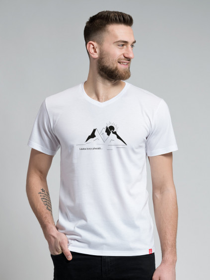 Pánské bavlněné tričko CityZen bílé Láska hory přenáší