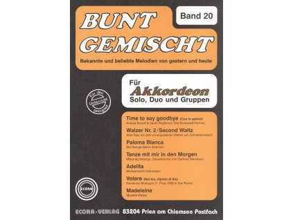 6511 bunt gemischt 20 zname melodie v uprave pro jeden nebo dva akordeony
