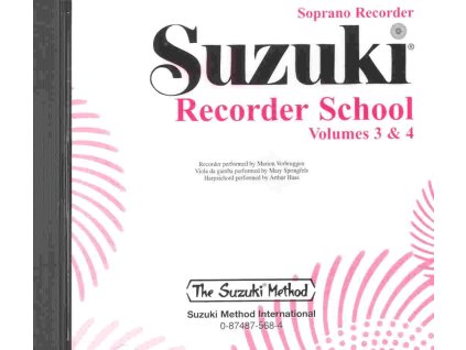 26185 suzuki soprano recorder school 3 4 cd with accompaniment