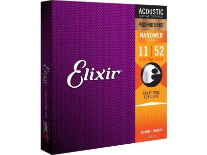 ELIXIR Nanoweb 11/52 struny na akustickú gitaru phosphor bronz custom light, kov