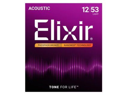 ELIXIR Nanoweb 12/53 struny na akustickú gitaru, Phosphor bronze-light, kov