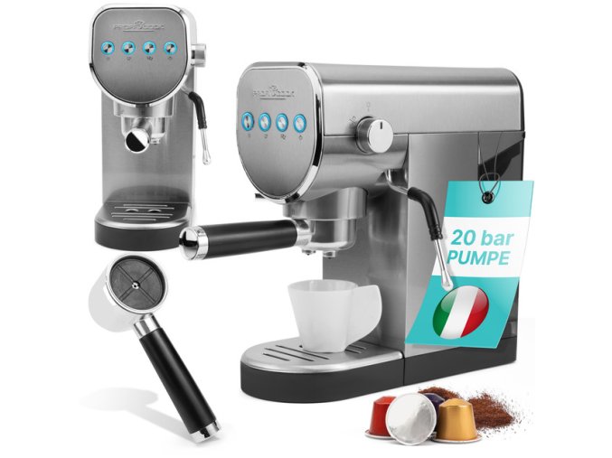 ProfiCook ES-KA 1265 espresso 2v1 (20 barů),pákové, nástavec na kapsle