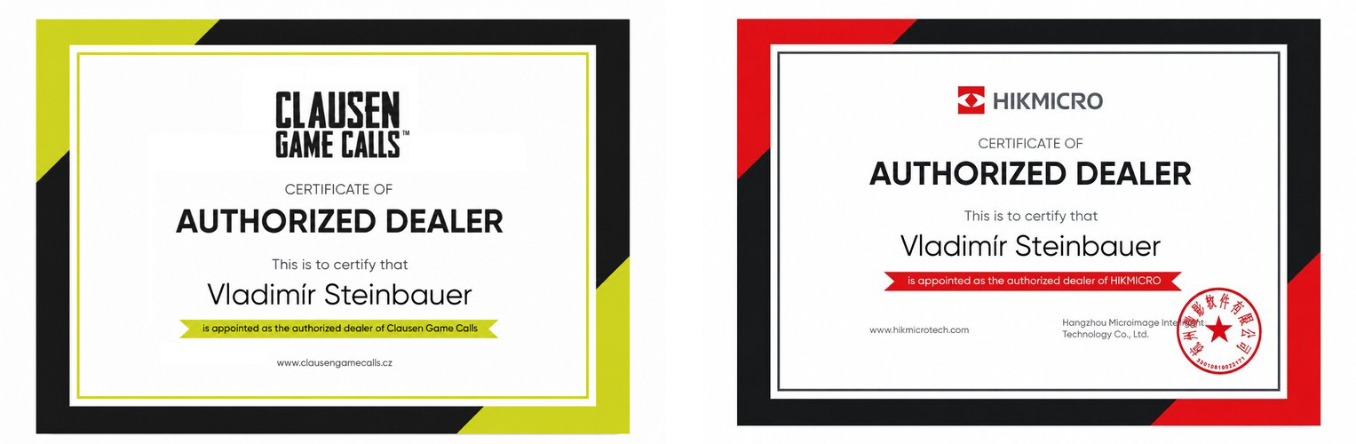 Clausen Game Calls and Hikmicro authorized dealer, certificate