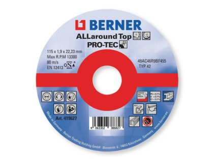 BERNER Řezný kotouč ALLaround Top 115 x 1,9 x 22 mm