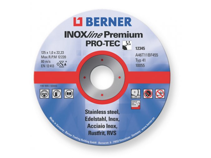 BERNER řezný kotouč INOXline PREMIUM Pro Tec 115x1,0 mm