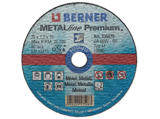 BERNER Řezný kotouč na kov METALline Premium 76 x 1.2 x 10 mm