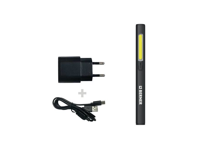 BERNER Sada Pen Light Slim s kabelem USB, typ C / USB + nabíječka 230V / USB LED
