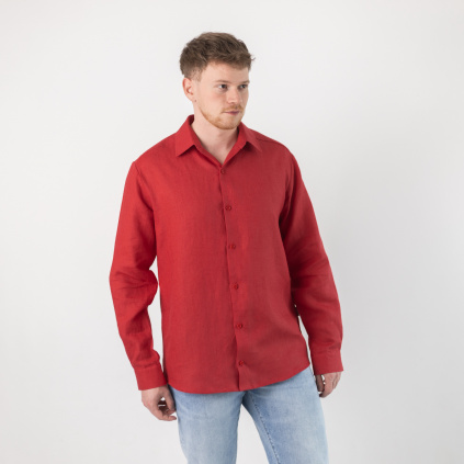 Cleanwear panske kosile cervena dlouhy rukav 10