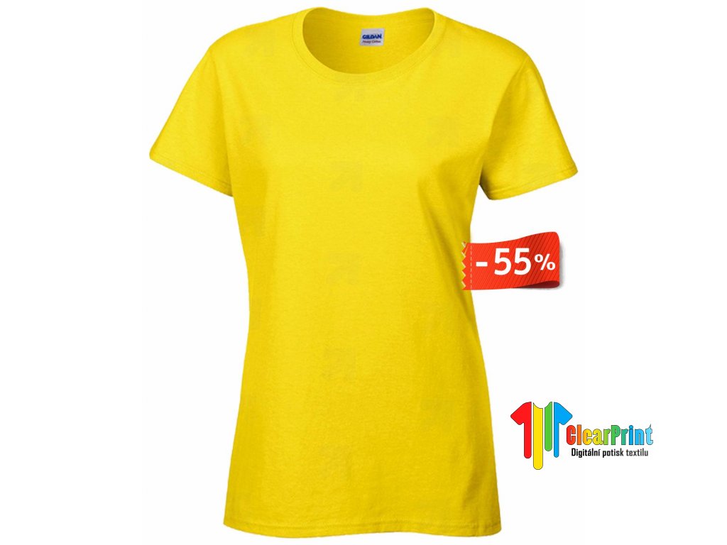 Dámské Tričko | Gildan Ladies Fit Heavy Žluté