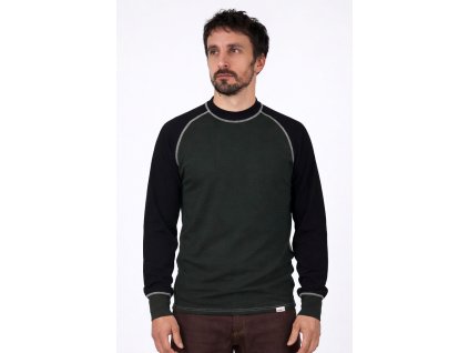 Merino tričko khaki černá