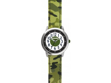 CLOCKODILE Svítící zelené chlapecké dětské hodinky ARMY s maskáčovým vzorem