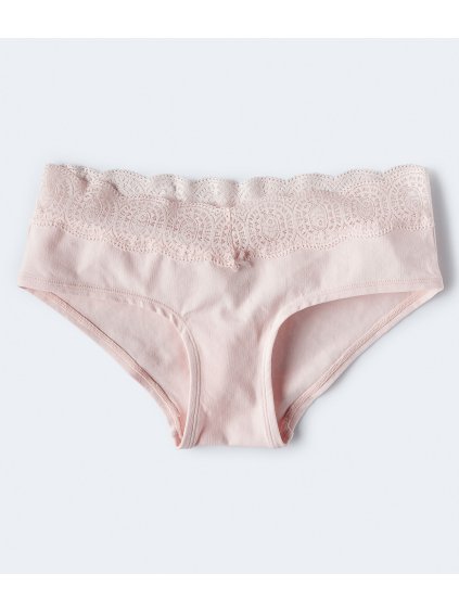 dámské bokové kalhotky aeropostale  zdobené krajkou - m, růžová