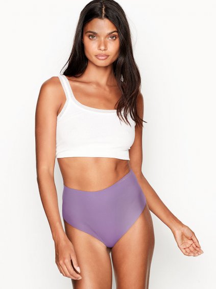 VICTORIA'S SECRET Dámské tanga kalhotky s vysokým pasem Sexy Illusions By Victoria's Secret No Show High-Waist Thong Panty (Barva Fialová, Velikost XL)