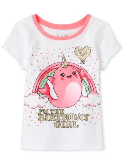 dívčí tričko birthday narwhal children´s place