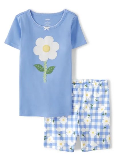 GYMBOREE Dívčí pyžamo se sedmikráskou Girls Daisy Cotton 2-Piece Pajamas (Barva Modrá, Velikost 2T,85-89cm)