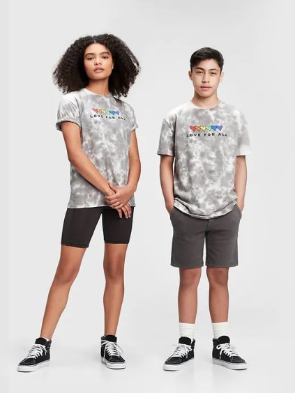 dívčí i chlapecké batikované tričko gap - love for all