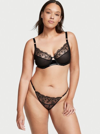 VICTORIA'S SECRET dámské kalhotky - brazilky Midnight Affair Embroidery Brazilian Panty - černá - cloogo.cz