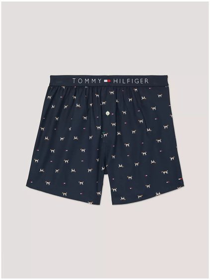 TOMMY HILFIGER Pánské boxerky -  Slim Fit Fashion Woven Boxer - modrá - cloogo.cz