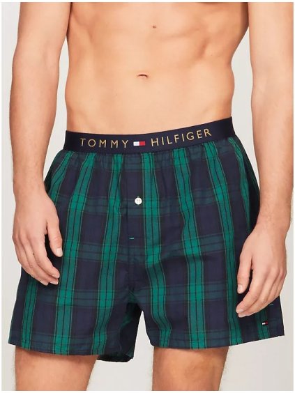 TOMMY HILFIGER Pánské boxerky -  Regular Fit Microflag Woven Boxer - zelená - cloogo.cz