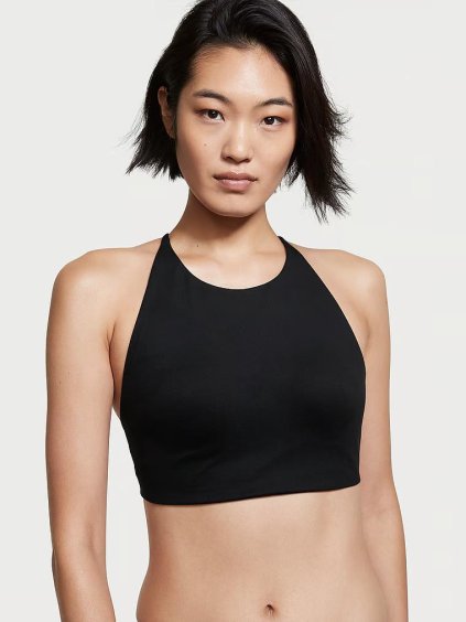 VICTORIA'S SECRET  dámská sportovní podprsenka s vysokým výstřihem High-Neck Light Impact Sports Bra Černá