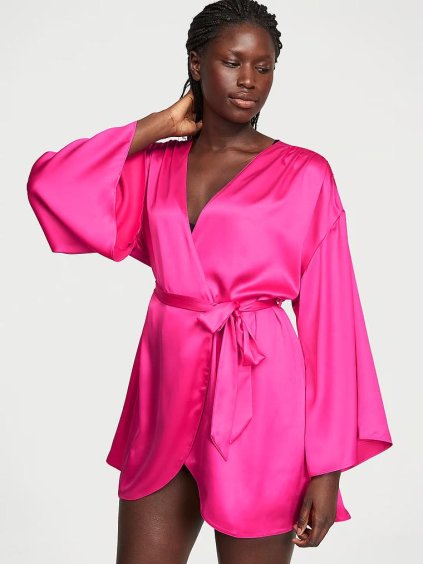 VICTORIA'S SECRET dámský Saténový krátký župan  Satin Short Robe růžová