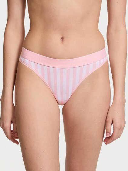 VICTORIA'S SECRET dámské bavlněná kalhotky tanga s logem  Logo Cotton Thong Panty  Logo Cotton Thong Panty růžová