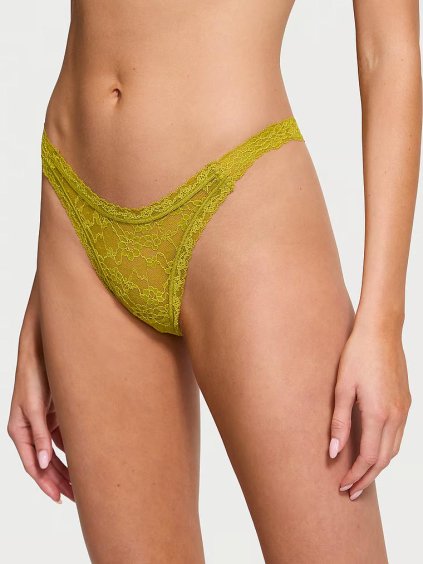 VICTORIA'S SECRET dámské kalhotky krajkové brazilky  Lace Brazilian Panty Žlutá