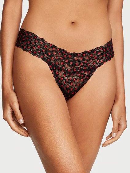 VICTORIA'S SECRET dámské kalhotky krajková tanga  Lace Thong Panty  Lace Thong Panty Černá