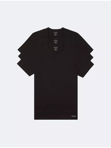 CALVIN KLEIN  pánské bavlněné tričko s kulatým výstřihem - sada 3 kusů Cotton Slim Fit 3-Pack Crewneck T-Shirt černá