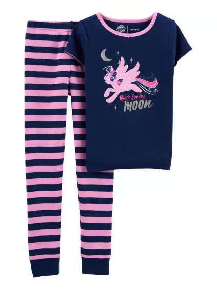 CARTER'S Dívčí pyžamo s krátkým rukávem s jednorožcem My Little Pony 100% Snug Fit Cotton PJs (Velikost 122-128, Barva Modrá, Výrobce Carter's)