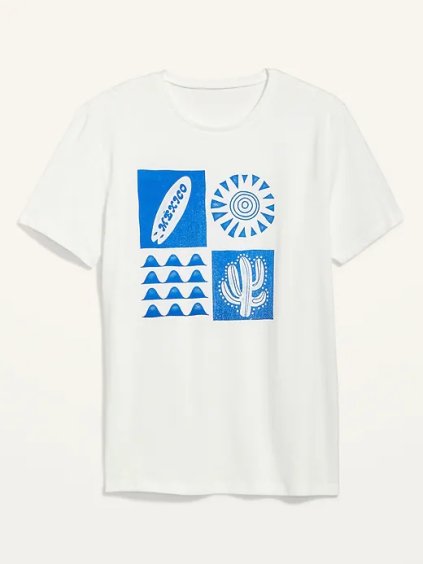 OLD NAVY Dámské bílé tričko s krátkým rukávem Matching Graphic Short-Sleeve T-shirt for Women