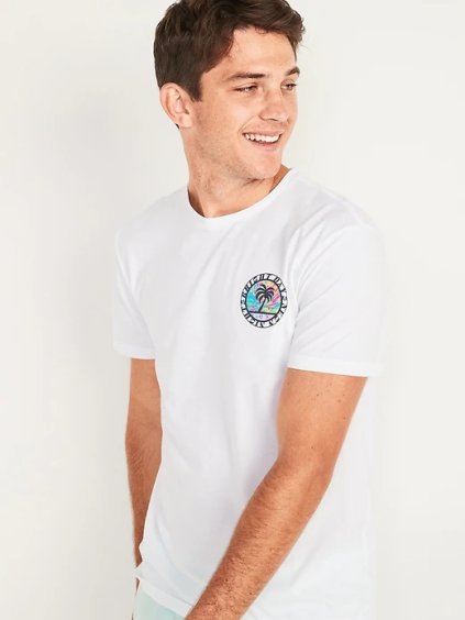 OLD NAVY Pánské tričko s krátkým rukávem Bright Days, Neon Nights (Barva Bílá, Velikost XL)