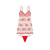VICTORIA'S SECRET Dámská květinová průsvitná noční košilka Floral Embroidery Sheer Mesh Slip červená (Barva Červená, Velikost XL)